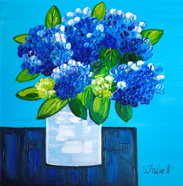 'Blue Hydrangeas' by artist Sheila Fowler